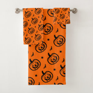 Pumpkins, Bats and Stars Bath Towel Set