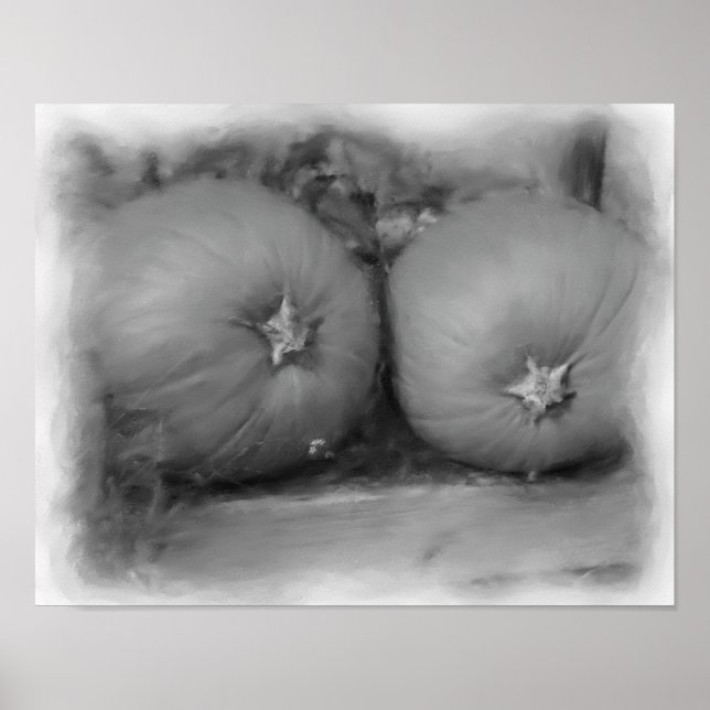 Pumpkins Black And White Nature Art  Poster (Front)