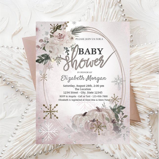 Pumpkins Boho Flowers,Snowflakes Baby Shower  Invitation (Creator Uploaded)