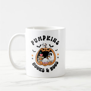 Pumpkins Books & Boos Cute Ghost Reading Halloween Coffee Mug