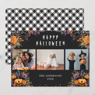 Pumpkins Buffalo Plaid Photo Halloween Cards