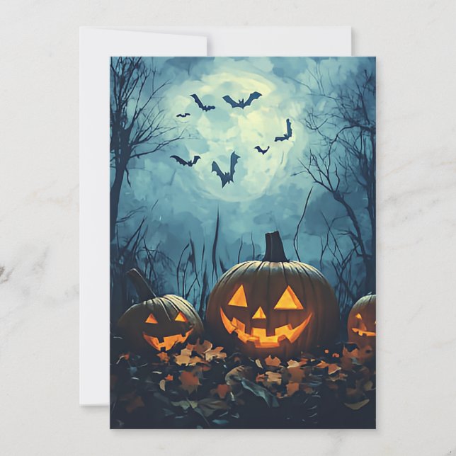 Pumpkins by Night Halloween Greeting Card (Front)