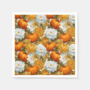 Pumpkins & Chrysanthemums Fall Design Napkin