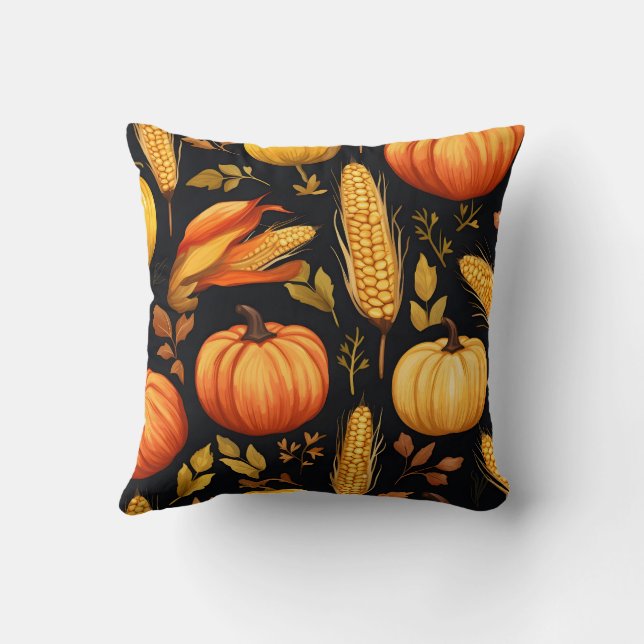 Pumpkins, cobs and leaves  cushion (Back)
