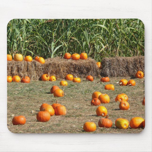 Pumpkins, Corn and Hay Autumn Harvest Photography Mouse Mat (Front)