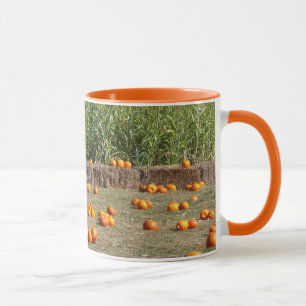 Pumpkins, Corn and Hay Autumn Harvest Photography Mug