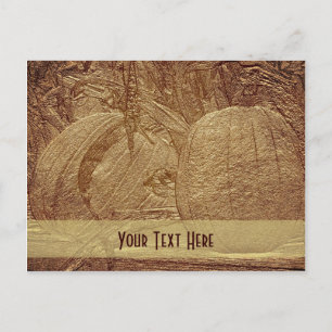 Pumpkins Cornstalks Autumn Customisable Postcard