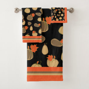 Pumpkins Cream Orange Harvest pattern Bath Towel Set