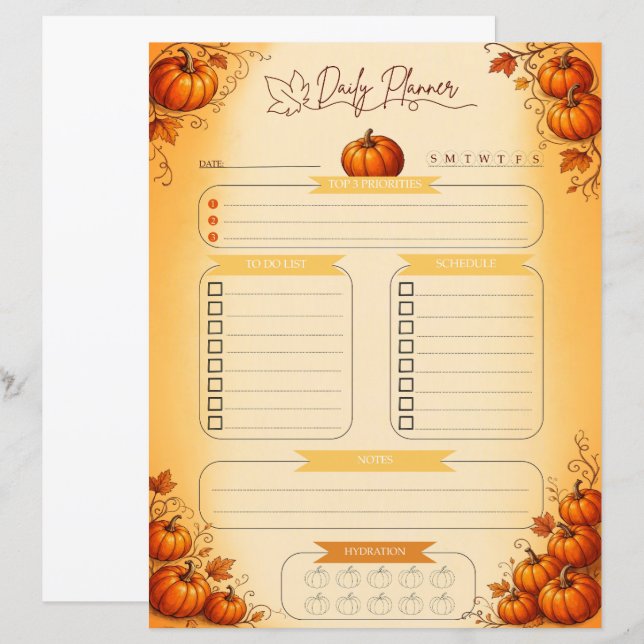 Pumpkin's Daily Planner Page (Front/Back)