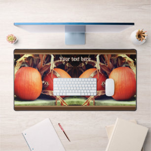 Pumpkins Dried Corn Stalks Autumn Personalised Desk Mat