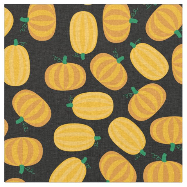 Pumpkins Fall Autumn Halloween Fabric (Close Up)