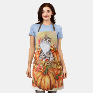 Pumpkins Fall Autumn Harvest Cat Apron