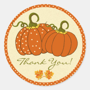 Pumpkins Fall Autumn Thank You Classic Round Sticker