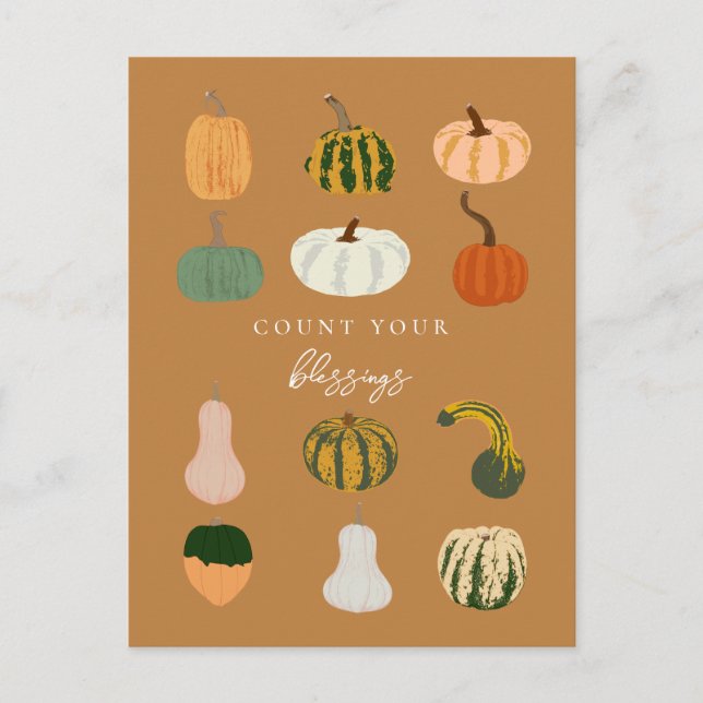Pumpkins Fall | Count Your Blessings Postcard (Front)