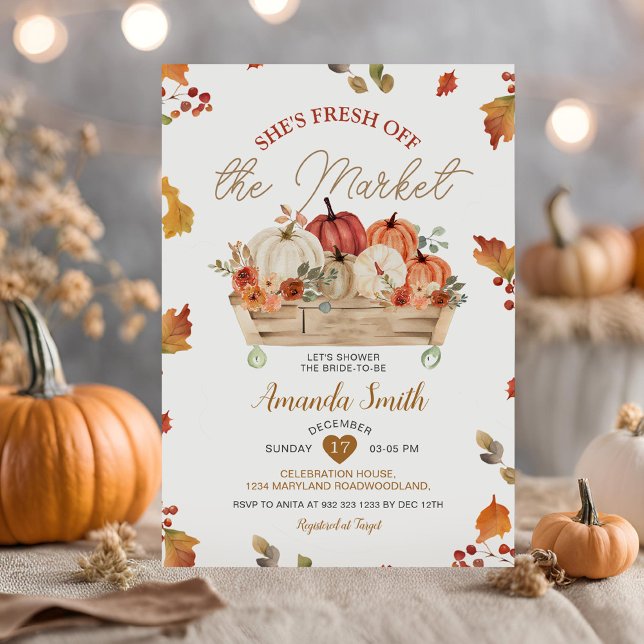 Pumpkins Fall Fresh Off the Market Bridal Shower Invitation (Creator Uploaded)