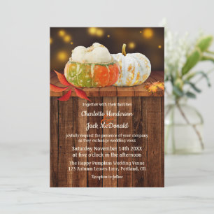 Pumpkins Fall Leaves Rustic Wedding Invitation