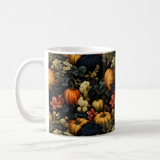 Pumpkins Floral Art Mug (Left)