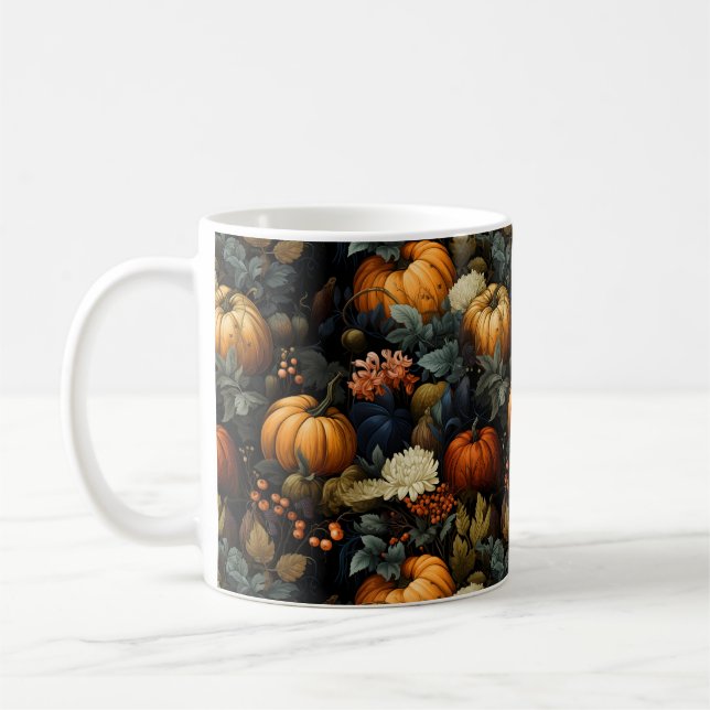 Pumpkins Floral Art Mug (Left)