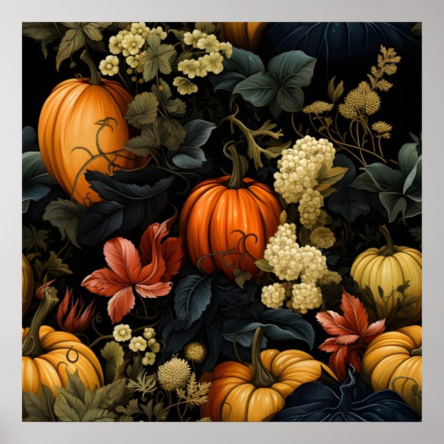 Pumpkins Floral Art Poster (Front)