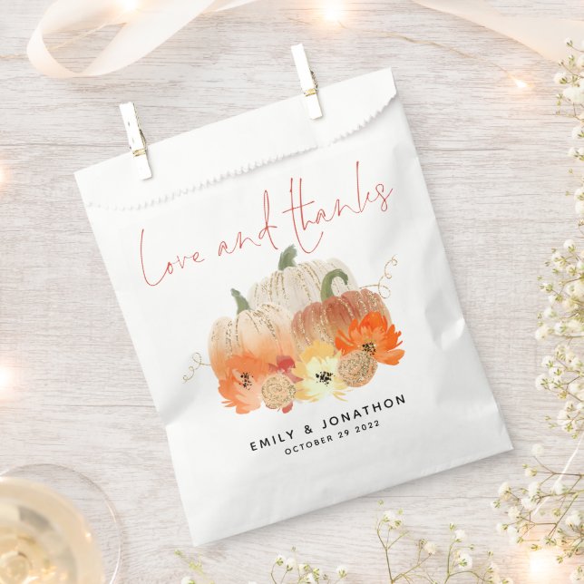 Pumpkins Florals Glitter Wedding Love and Thanks Favour Bags (Clipped)