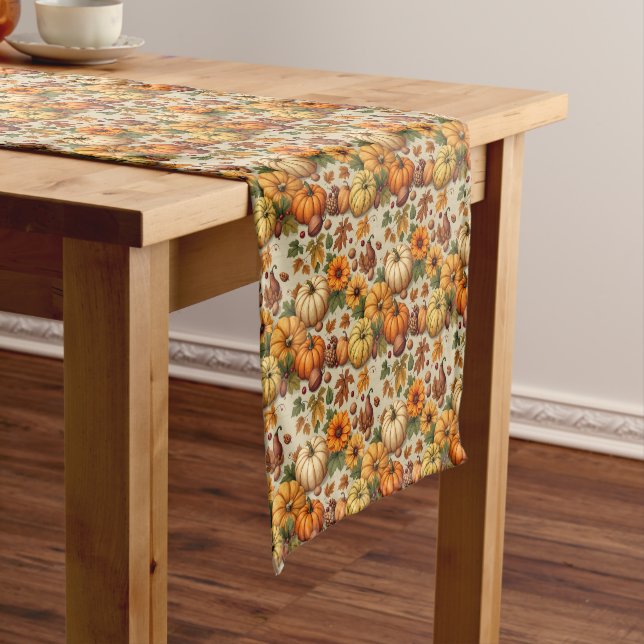 Pumpkins Fruits and Flowers Short Table Runner (In Situ)