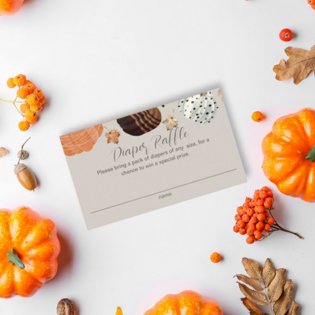 Pumpkins Gender Neutral Diaper Raffle Baby Shower Enclosure Card (Creator Uploaded)
