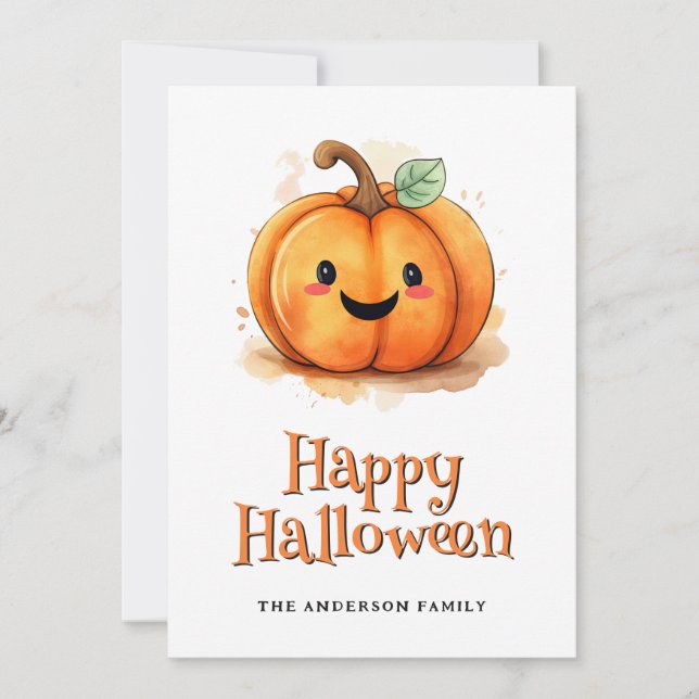 Pumpkins Ghosts Kids Halloween Card (Front)