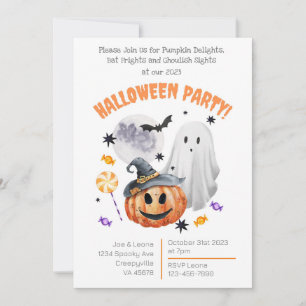 Pumpkins Ghouls & Bats Frights 2023 Halloween Invitation