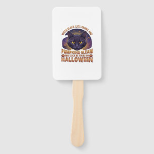 Pumpkins Gleam Halloween Black Cat Falling Leaves_ Hand Fan
