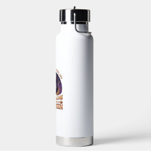 Pumpkins Gleam Halloween Black Cat Falling Leaves_ Water Bottle