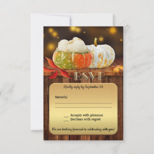 Pumpkins Gold Fall Wedding RSVP Card