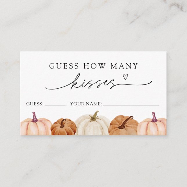 Pumpkins Guess How Many Kisses Game Card (Front)