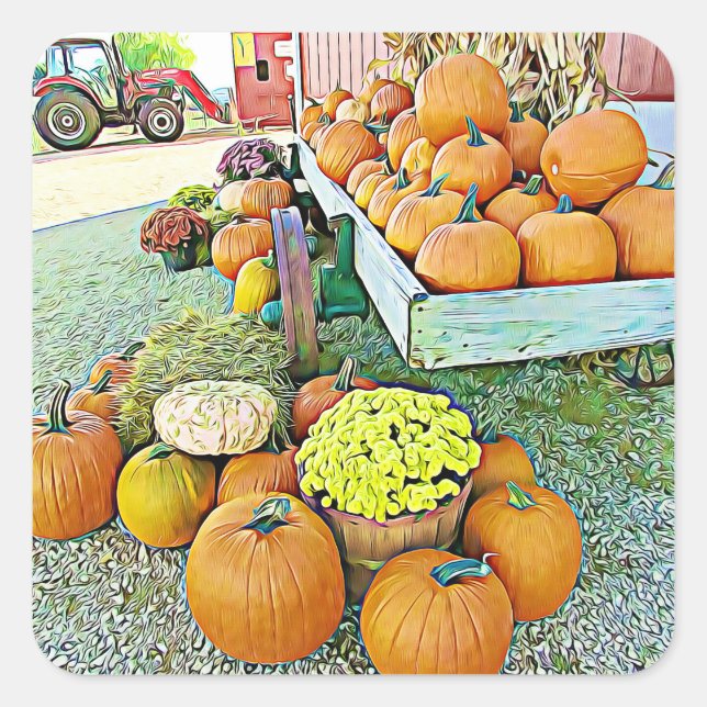 Pumpkins Halloween Autumn Floral Stand Stickers (Front)