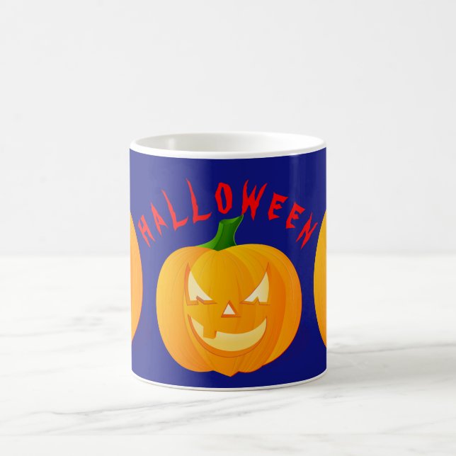 Pumpkins & Halloween Blue Coffee Mug (Center)
