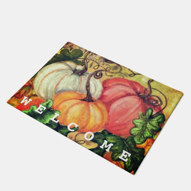 Pumpkins Halloween Doormat Welcome (Angled)