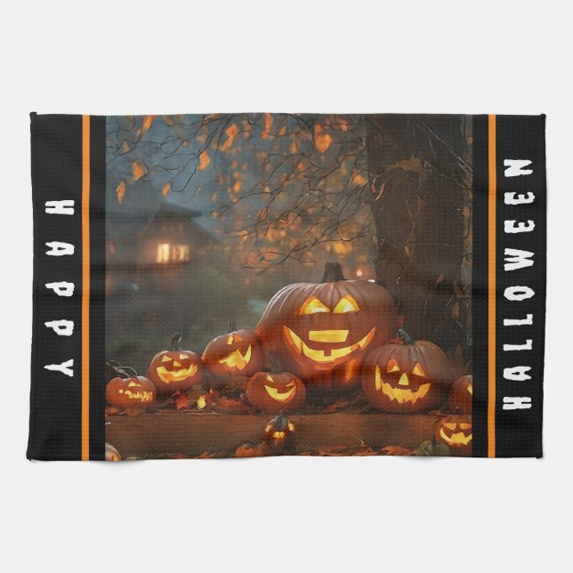 Pumpkins Halloween Family Collection Tea Towel (Horizontal)