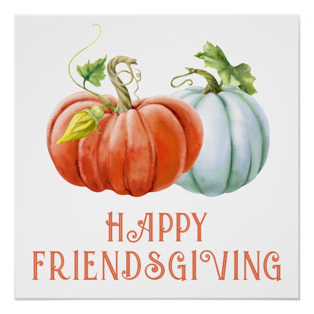 Pumpkins Happy Friendsgiving burnt orange fall Poster (Front)