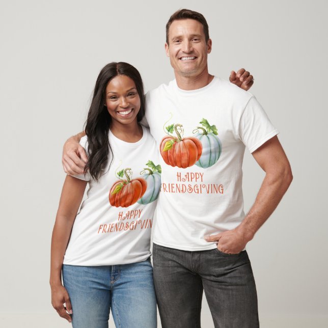 Pumpkins Happy Friendsgiving burnt orange fall T-Shirt (Unisex)