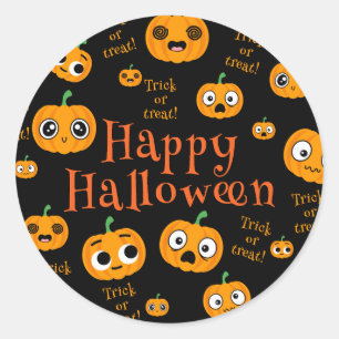 Pumpkins Happy Halloween Trick or Treat Classic Round Sticker