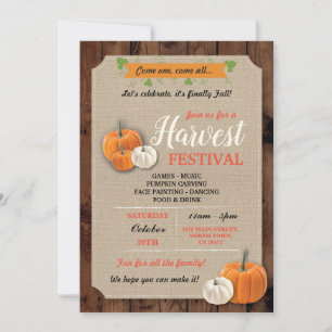 Pumpkins Harvest Festival Rustic Chalk Invite