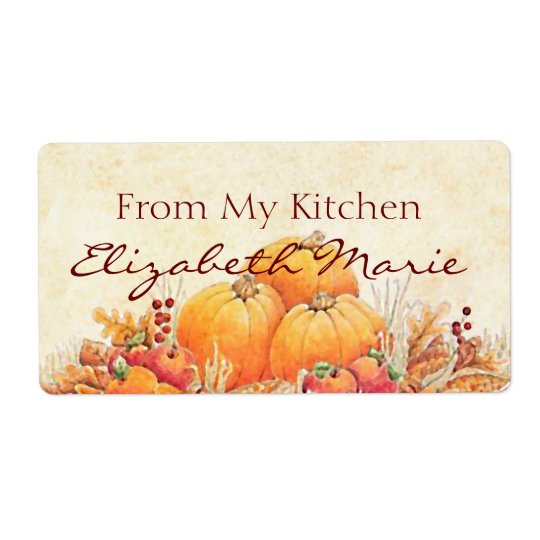 Pumpkins Harvest Homemade From The Kitchen Of Shipping Label