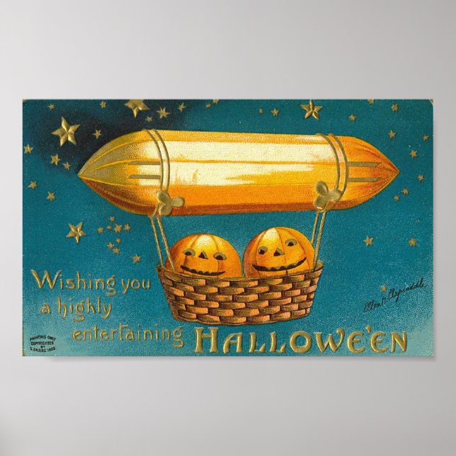 Pumpkins in Flying Basket Poster (Front)