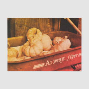 Pumpkins In Old Wagon In Sepia Vintage Decoupage Tissue Paper