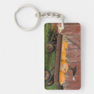 Pumpkins in old wagon key ring
