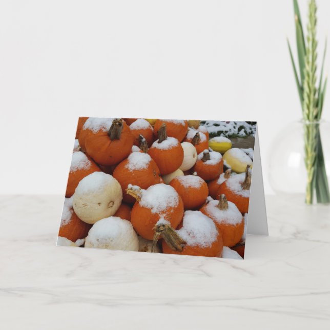 Pumpkins in the snow greeting card (Front)