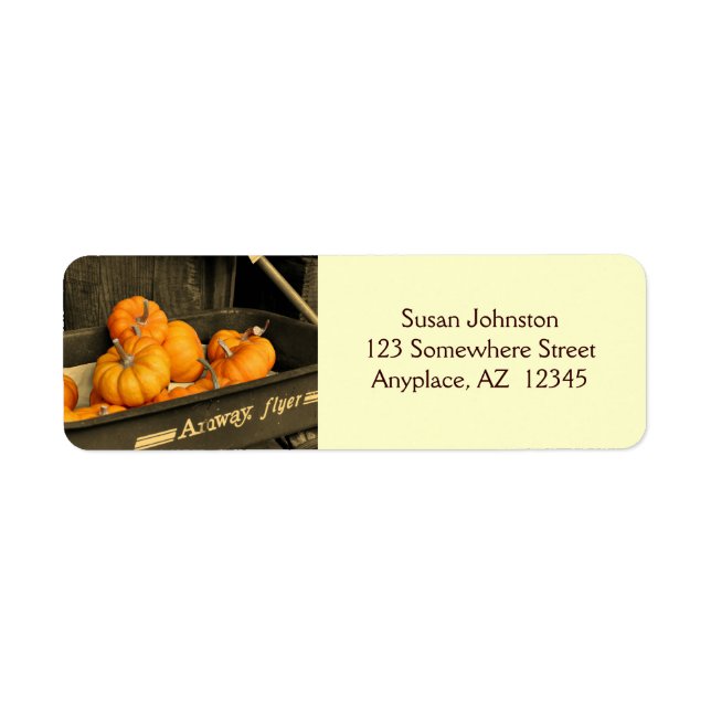 Pumpkins In Wagon In Sepia Address Label (Front)
