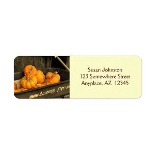 Pumpkins In Wagon On Sepia Address Label