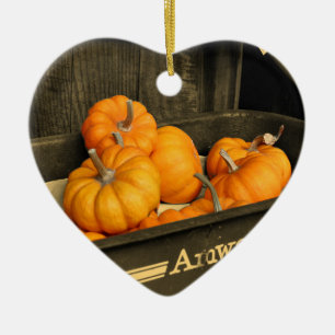 Pumpkins In Wagon Sepia Ornament
