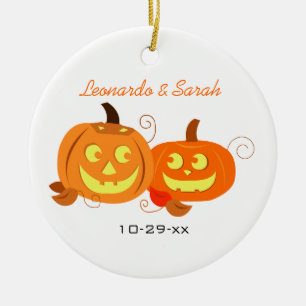 Pumpkins Jack O Lantern Couple Custom Ornament