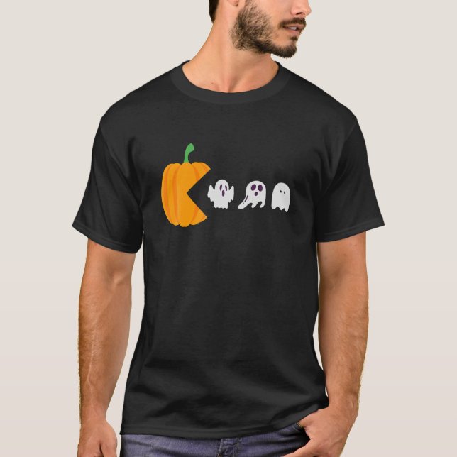 Pumpkins Kill 3 Ghosts By Eating Them For Hallowee T-Shirt (Front)